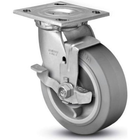 COLSON Colson® 4 Series Swivel Plate Caster 4.06109.459 BRK7 Rubber Top Lock Brake 6" Dia. 600 Lb. 4.06109.459 BRK7